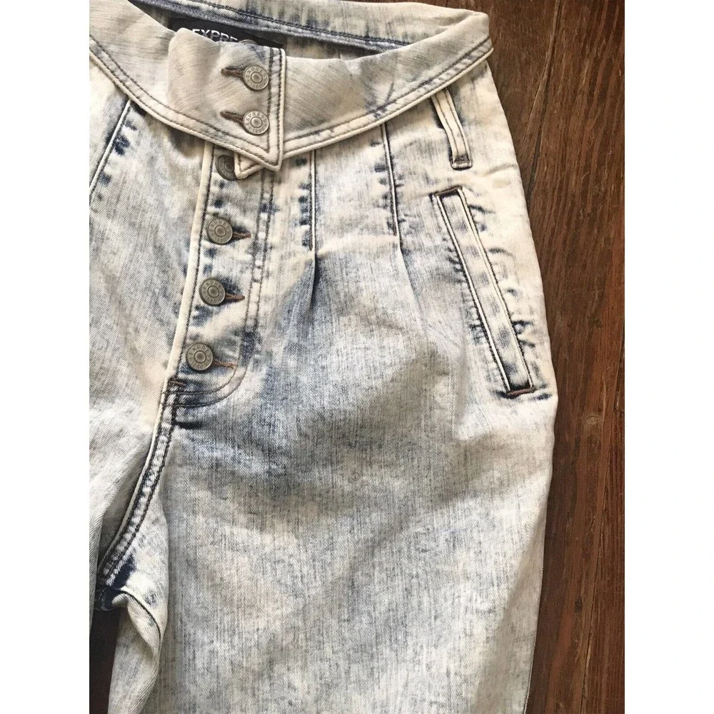 Express Ankle Legging Mid Rise Button Fly Jeans Light Wash Denim 6 R Repreve - Picture 4 of 9